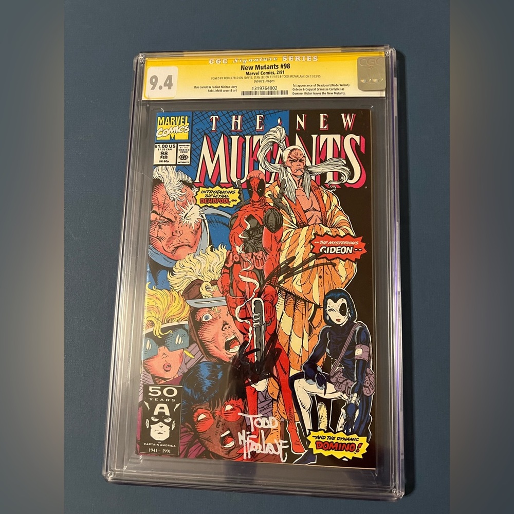 Marvel Comics The New Mutants #98,signed by Stan Lee,Todd MacFarlane,Rob Liefeld